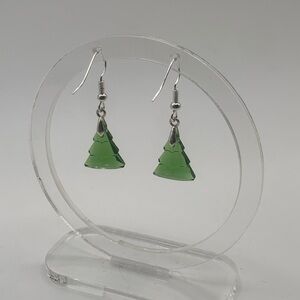Elegant Green Crystal Tree Drop Earrings
